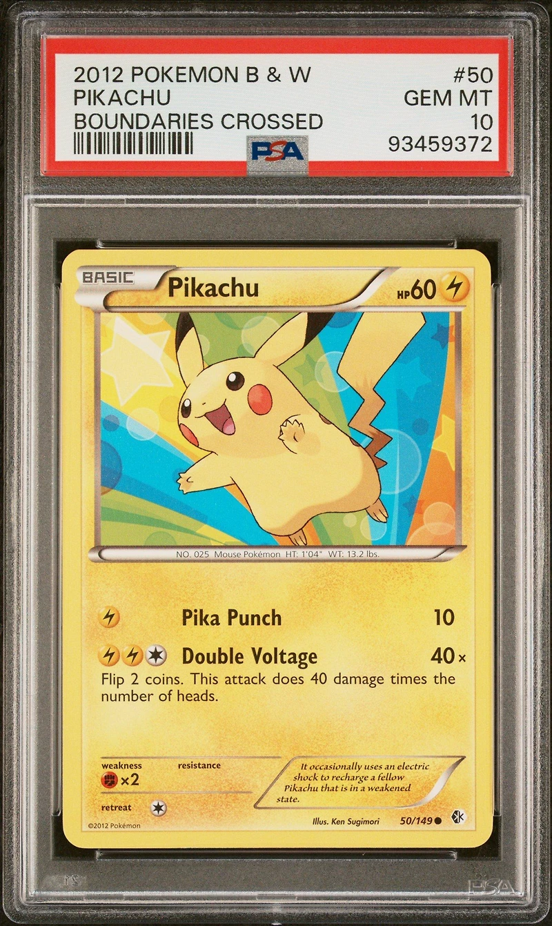 2012 Pokemon Black & White Boundaries Crossed 50 Pikachu PSA 10