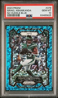 2023 Panini Prizm 379 Israel Abanikanda No Huddle Blue PSA 10