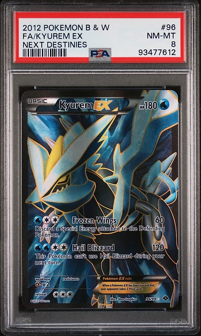 2012 Pokemon Black & White Next Destinies 96 Full Art/kyurem Ex PSA 8