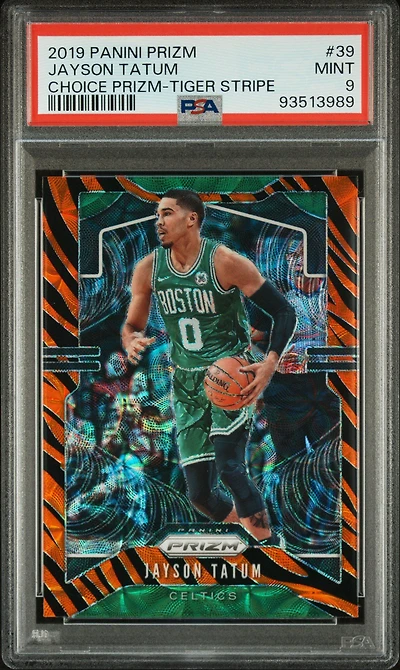 2019 Panini Prizm 39 Jayson Tatum Choice Prizm-tiger Stripe PSA 9