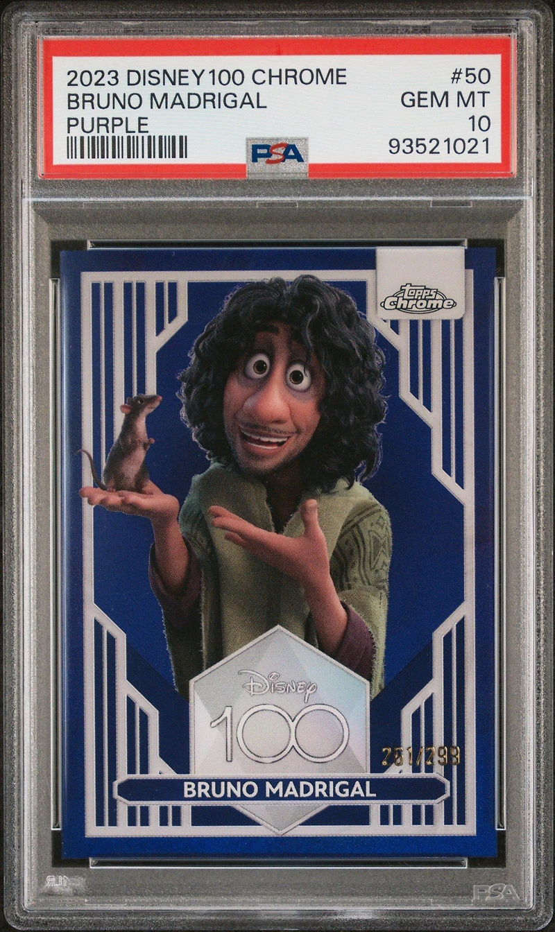 2023 Topps Chrome Disney100 50 Bruno Madrigal Purple PSA 10