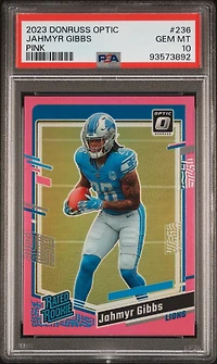 2023 Panini Donruss Optic 236 Jahmyr Gibbs Pink PSA 10
