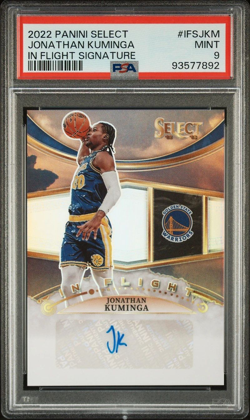 2022 Panini Select In Flight Signatures Ifsjkm Jonathan Kuminga PSA 9