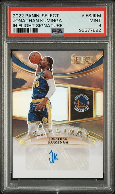 2022 Panini Select In Flight Signatures Ifsjkm Jonathan Kuminga PSA 9