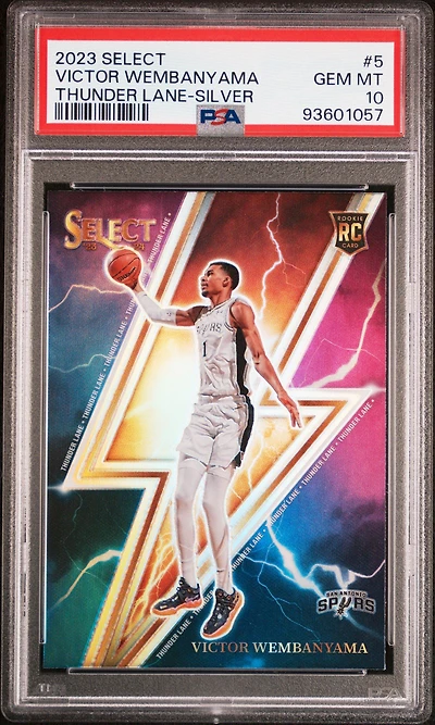 2023 Panini Select Thunder Lane 5 Victor Wembanyama Silver Prizm PSA 10