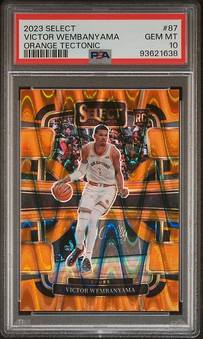 2023 Panini Select 87 Victor Wembanyama Orange Tectonic PSA 10