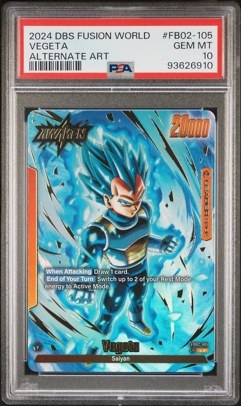 2024 Dragon Ball Super Card Game Fusion World Blazing Aura Fb02- Vegeta Alternate Art PSA 10