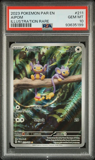 2023 Pokemon Par En-paradox Rift 211 Aipom Illustration Rare PSA 10