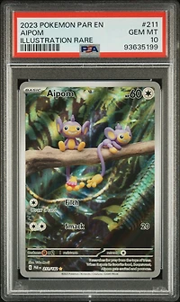 2023 Pokemon Par En-paradox Rift 211 Aipom Illustration Rare PSA 10