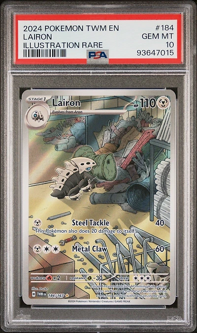 2024 Pokemon Twm En-twilight Masquerade 184 Lairon Illustration Rare PSA
