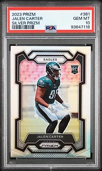 2023 Panini Prizm 381 Jalen Carter Silver Prizm PSA 10