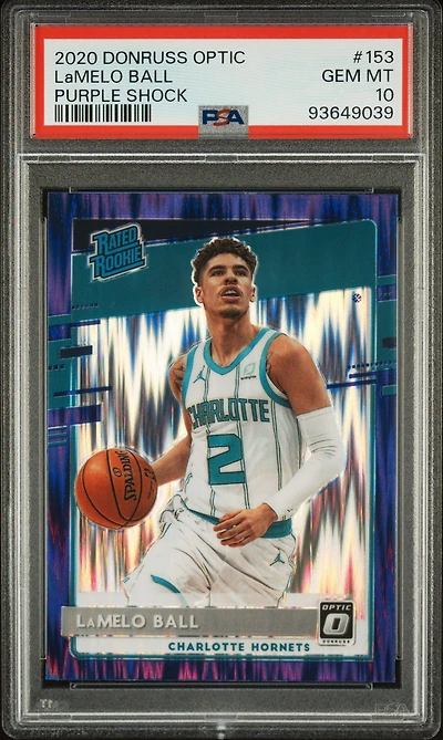 2020 Panini Donruss Optic 153 Lamelo Ball Purple Shock PSA 10