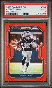 2020 Panini Prizm 334 Ceedee Lamb Red Prizm PSA 9