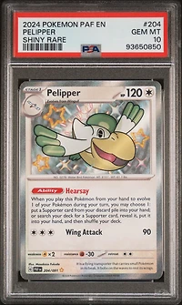 2024 Pokemon Paf En-paldean Fates 204 Pelipper Shiny Rare PSA 10