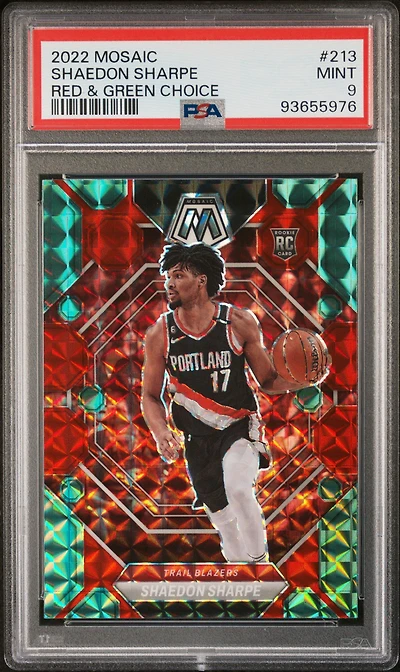 2022 Panini Mosaic 213 Shaedon Sharpe Red & Green Choice PSA 9
