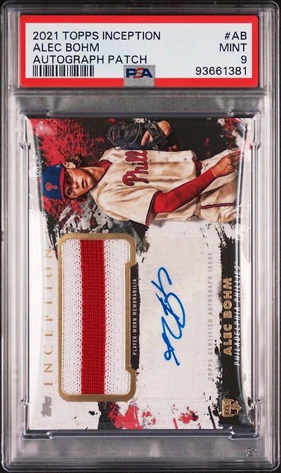 2021 Topps Inception Autograph Patch Ab Alec Bohm PSA 9