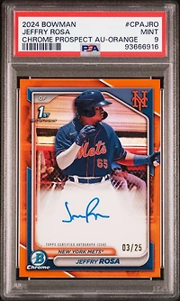 2024 Bowman Chrome Prospect Autographs Cpajro Jeffry Rosa Orange Refractor PSA 9