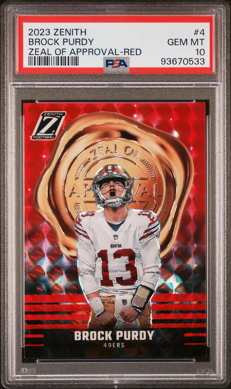 2023 Panini Zenith Zeal Of Approval 4 Brock Purdy Red PSA 10