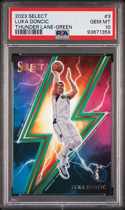 2023 Panini Select Thunder Lane 3 Luka Doncic Green Prizm PSA 10