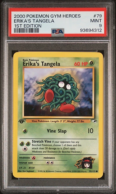 2000 Pokemon Gym Heroes 79 Erika's Tangela 1st Edition PSA