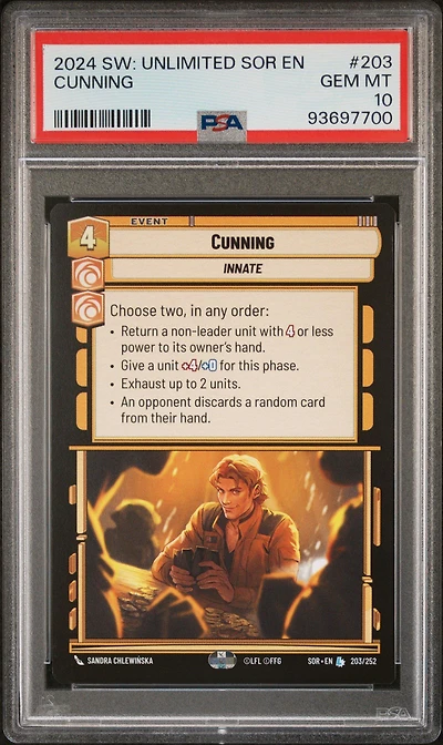 2024 Star Wars: Unlimited Spark Of Rebellion 203 Cunning PSA 10
