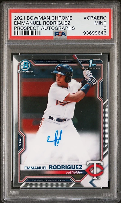 2021 Bowman Chrome Prospect Autographs Cpaero Emmanuel Rodriguez PSA 9