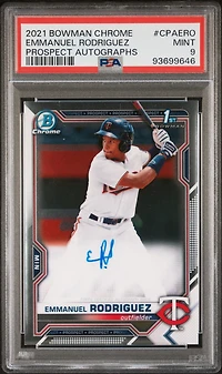 2021 Bowman Chrome Prospect Autographs Cpaero Emmanuel Rodriguez PSA 9
