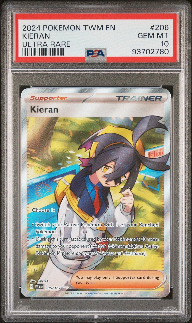 2024 Pokemon Twm En-twilight Masquerade 206 Kieran Ultra Rare PSA