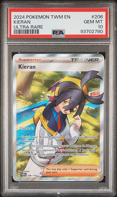 2024 Pokemon Twm En-twilight Masquerade 206 Kieran Ultra Rare PSA