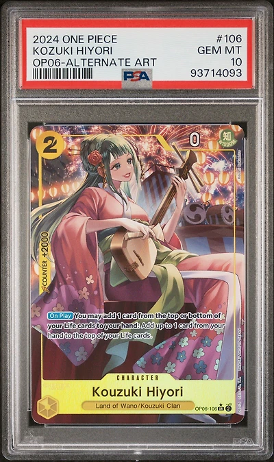 2024 One Piece Op06-wings Of The Captain 106 Kozuki Hiyori Alternate Art PSA 10