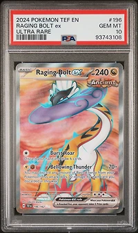 2024 Pokemon Tef En-temporal Forces 196 Raging Bolt Ex Ultra Rare PSA 10