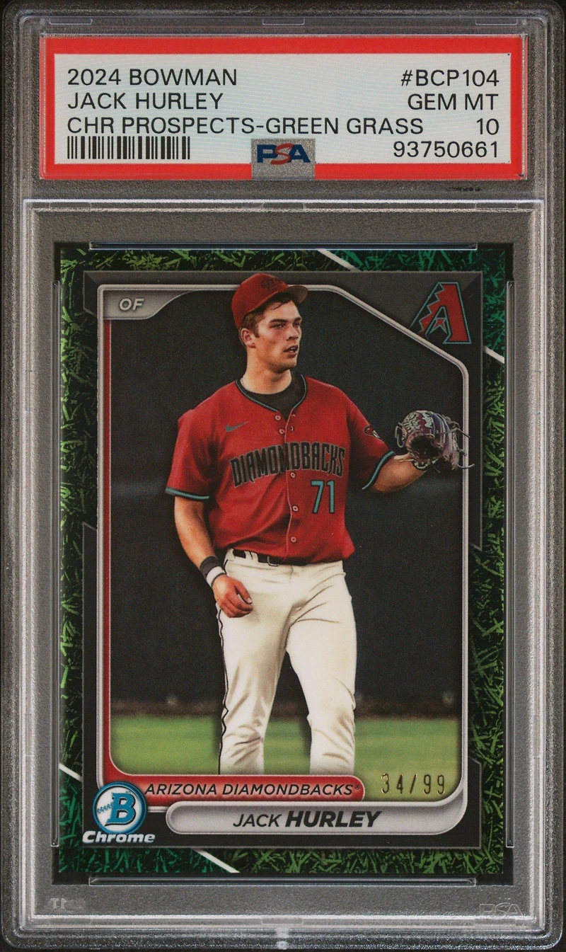 2024 Bowman Chrome Prospects Bcp104 Jack Hurley Green Grass Refractor PSA 10