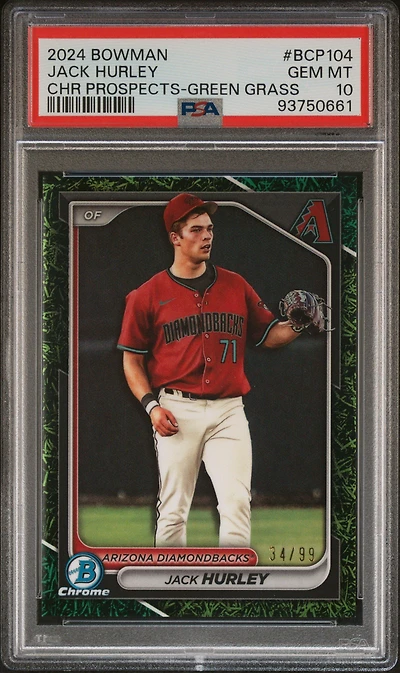 2024 Bowman Chrome Prospects Bcp104 Jack Hurley Green Grass Refractor PSA 10