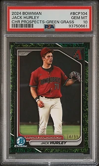 2024 Bowman Chrome Prospects Bcp104 Jack Hurley Green Grass Refractor PSA 10