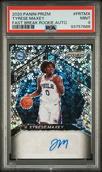 2020 Panini Prizm Fast Break Rookie Autographs Frtmx Tyrese Maxey PSA 9