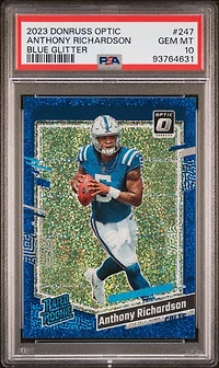 2023 Panini Donruss Optic 247 Anthony Richardson Blue Glitter PSA 10