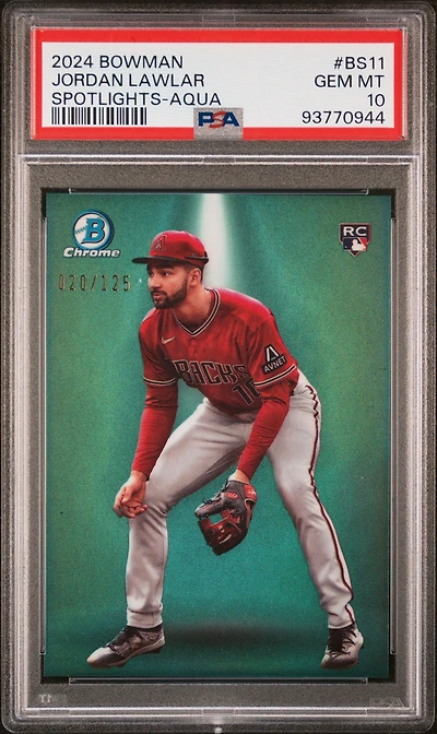2024 Bowman Bowman Spotlights Bs11 Jordan Lawlar Aqua Refractor PSA 10
