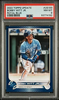2022 Topps Update Us100 Bobby Witt Jr. Royal Blue PSA 8