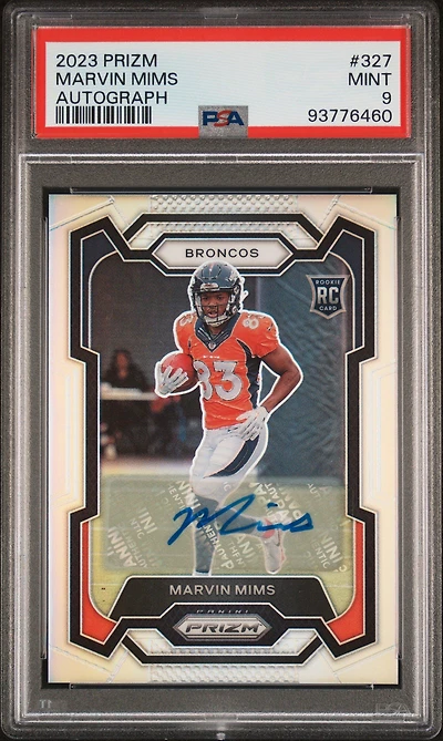2023 Panini Prizm 327 Marvin Mims Autograph PSA 9