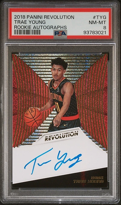 2018 Panini Revolution Rookie Autographs Tyg Trae Young PSA 8