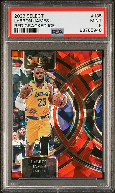 2023 Panini Select 135 Lebron James Red Cracked Ice PSA 9