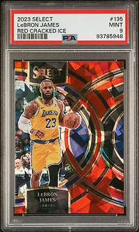 2023 Panini Select 135 Lebron James Red Cracked Ice PSA 9