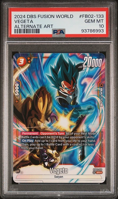 2024 Dragon Ball Super Card Game Fusion World Blazing Aura Fb02-133 Vegeta Alternate Art PSA 10