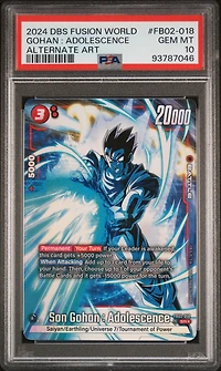 2024 Dragon Ball Super Card Game Fusion World Blazing Aura Fb02-018 Son Gohan : Adolescence Alternate Art PSA 10