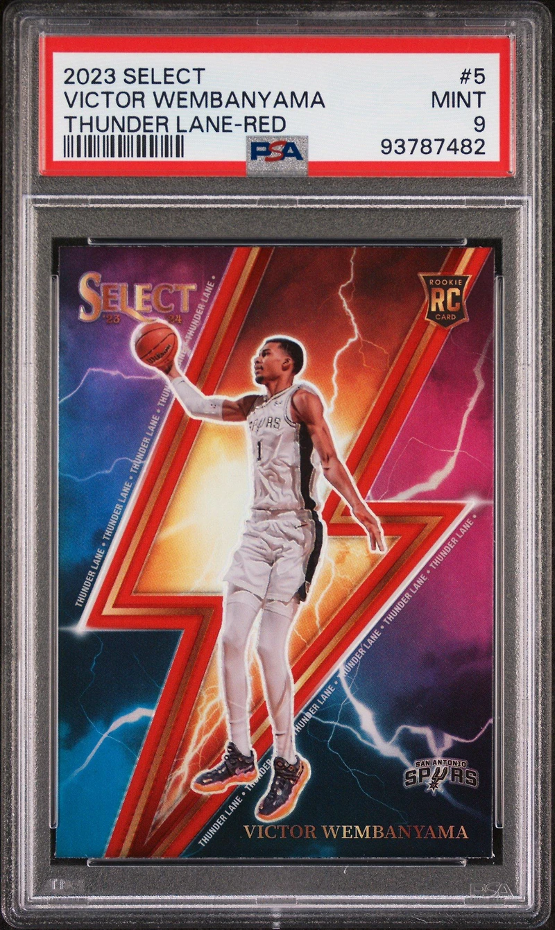 2023 Panini Select Thunder Lane 5 Victor Wembanyama Red Prizm PSA 9