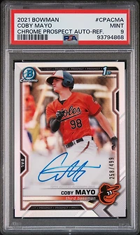 2021 Bowman Chrome Prospect Autographs Cpacma Coby Mayo Refractor PSA 9