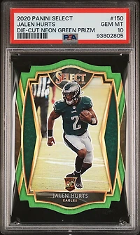 2020 Panini Select 150 Jalen Hurts Die-cut Neon Green Prizm PSA 10