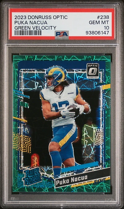 2023 Panini Donruss Optic 238 Puka Nacua Green Velocity PSA 10