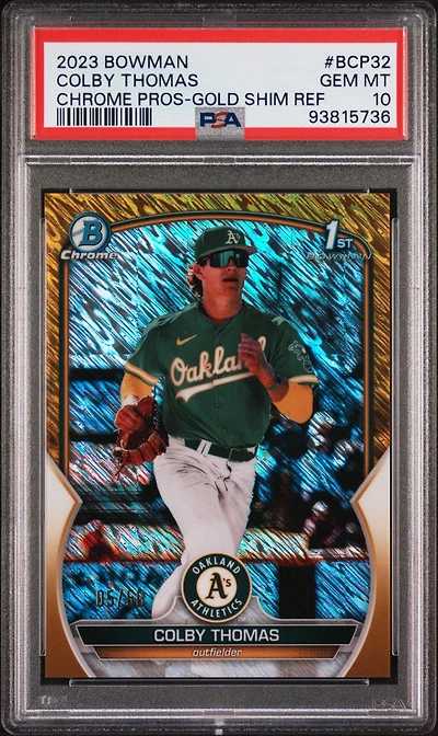 2023 Bowman Chrome Prospects Bcp32 Colby Thomas Gold Shimmer Refractor PSA 10