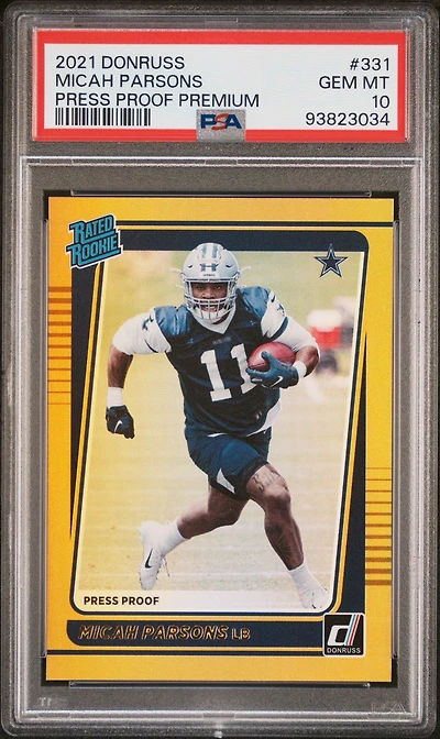 2021 Panini Donruss 331 Micah Parsons Press Proof Premium PSA 10